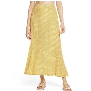 Dainty Lotus Print Midi Skirt RHODE x Target Yellow Turquoise sz L
